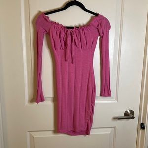 Fashion Nova Pink off-shoulder fitted dress. Size XS